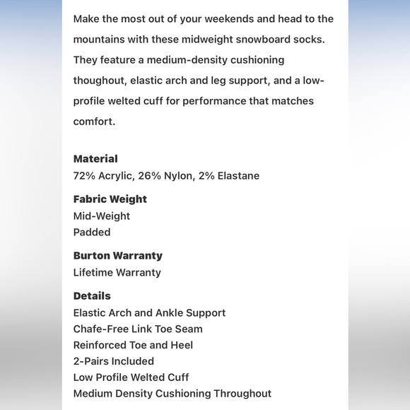 NWT BURTON MENS Weekend Midweight Socks 2-Pack Gray White Black Large 10.5-13.5 - Picture 6 of 6